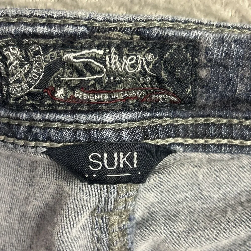 Silver Fluid Denim Suki Mid Capri Womens Jeans 14/23 Medium Wash Y2K